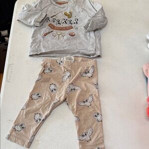 H&M X Harry Potter Gray and Tan Seeker Outfit with Owl Print size 9m